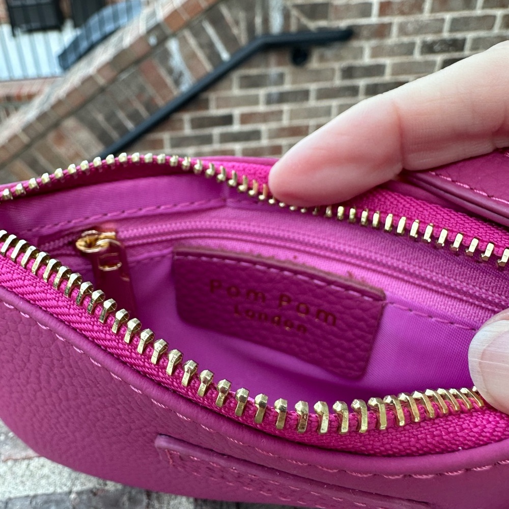Pom Pom London, Fuchsia Leather Zip Pouch NWT - Picture 3 of 4